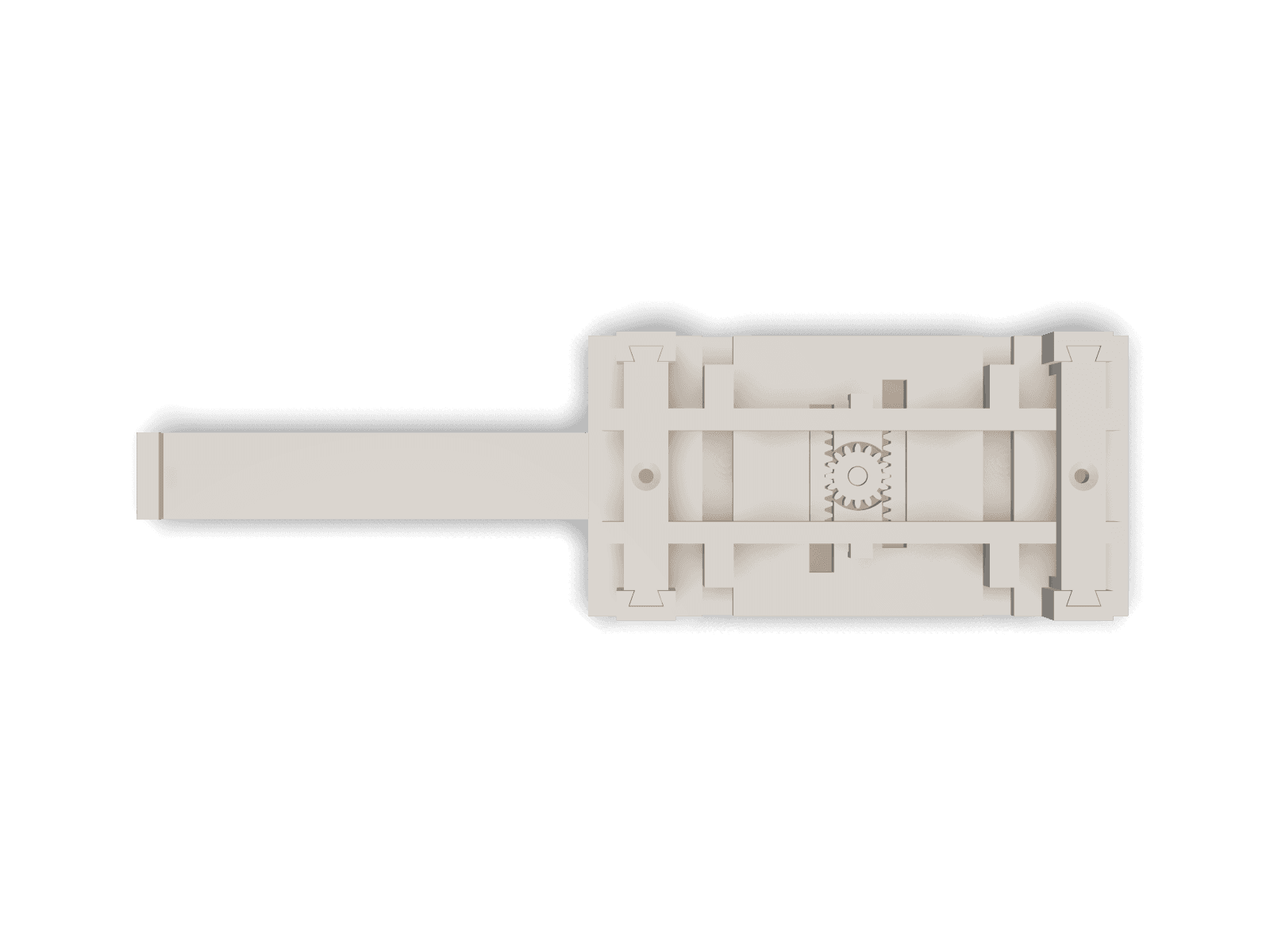 Top-down render of the assembled jig with both punch bars seated